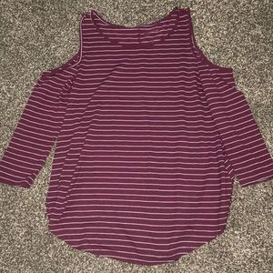 White and maroon striped shirt